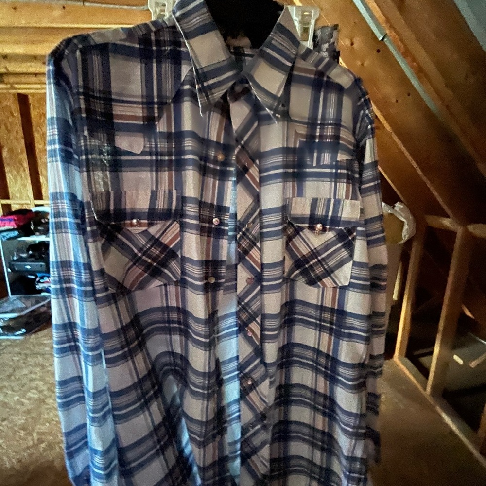 Mens multi color long sleeve pearl snaps Sears Western wear shirt